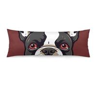 Cartoon Boston Terrier Face Body Pillow Pillowcase 20"x54" Lumbar Throw Pillow Covers with Hidden Zipper Breathable & Cozy Full Long Bodypillow Case Cover for Sleeping Bedroom Couch Sofa Decor