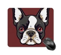 Cartoon Boston Terrier Face Mouse Pad Square Laptop Mouse Mat Cute Computer Mousepad Keyboard Pad Non-Slip Desk Pads for Gaming Office Work Home 25 * 30cm