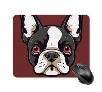 Cartoon Boston Terrier Face Mouse Pad Square Laptop Mouse Mat Cute Computer Mousepad Keyboard Pad Non-Slip Desk Pads for Gaming Office Work Home 20 * 25cm