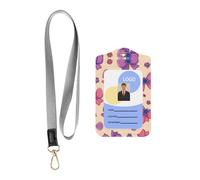 Cartoon Bow Printed Tag Protective Cover with Hanging Rope, Leather Detachable Tag
