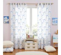 Cartoon Bowknot Kids Blackout Curtains,Bow Tie Knot Geometric Patchwork Fashion Window Drapes for Girls Women,Hand-painted Sketch Blue Noble Window Treatments Grommet Top 2 Panel Set,46Wx54L inch