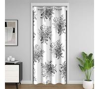 Cartoon Bowknot Kids Door Curtain,Flowers Leaf Bow Tie Princess Blackout Curtain,Geometric Patchwork Simple Bedroom Doorway Living Room Decor,Grey White Privacy Door Drape 1 Panel,52" W X 80" L