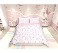 Cartoon Bowknot Kids Duvet Cover Set Double Size,Pink Bow Tie Butterfly Knot Princess Bedding Set for Girls Women,Watercolor Bow Patchwork Pink White Quilt Cover,2 Pillowcases(No Comforter)