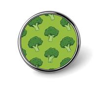 Cartoon Broccoli Pattern Novelty Brooches & Pins Round Personalised Metal Lapel Badge With Butterfly Clutch Clasp