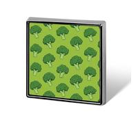 Cartoon Broccoli Pattern Novelty Brooches & Pins Square Personalised Metal Lapel Badge with Butterfly Clutch Clasp