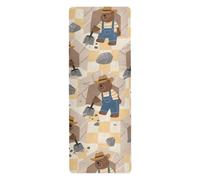 Cartoon Brown Beer Workers non toxic yoga mat chemical free for floor workouts printed, non slip, yoga mat towel non slip with carrying bag tapete para ejercicio 71x26 inches