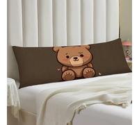 Cartoon Brown Cute Bear Body Pillow Cover with Hidden Zipper 20x54 Full Long Pillowcase for Couch Sofa Decor Breathable Bed Shams Boho Oversized Lumbar Pillow Covers for All Seasons