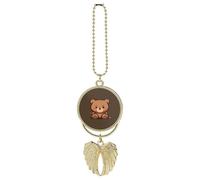 Cartoon Brown Cute Bear Car Hanging Ornament Rear View Mirror Pendant Lucky Presents Hanging Ornament Funny Car Pendant for Office Auto Home Decoration Golden-Style