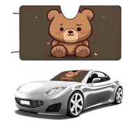 Cartoon Brown Cute Bear Car Windshield Sun Shade Keep Car Interior Cool 51"x28" Folding Front Window Sun Shade, Heat Shield for SUV, Truck, Blocks UV