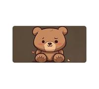Cartoon Brown Cute Bear Keyboard Mat Large Gaming Mouse Pad, Anti-Slip Desk Mat for Desktop Desk Work/Home Writing Mat 11.8 * 23.6 Inches
