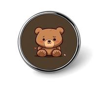 Cartoon Brown Cute Bear Round Badge Cute Enamel Lapel Pin Brooches Button Pin Personalized Clothing Decoration Unisex Badge Holder Hats Bags Shirts Decor