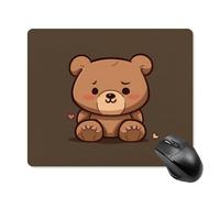 Cartoon Brown Cute Bear Square Mouse Pad Portable Computer Mousepad with Non-Slip Rubber Base 18 * 22cm Ultra-Thin Gaming Mouse Mat for Computer Laptop Office Desk Accessories