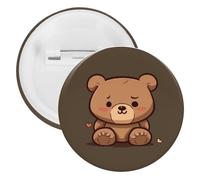 Cartoon Brown Cute Bear Tinplate Badge Personalized Round Brooch Large Craft Button Suitable for Teachers, Nurses, Doctors, Staff, Party Gift Accessories, 1PCS, Plastic, plastics