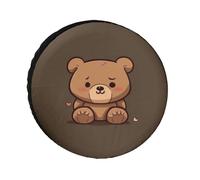 Cartoon Brown Cute Bear Tire Covers Waterproof Anti UV Tire Cover 26inch Single Axle Wheel Covers for RV Truck SUV Trailer Universal for All Seasons