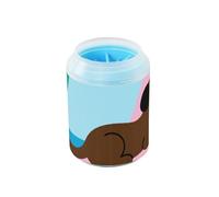 Cartoon Brown Dog on The Beach Reusable Mud Paw Clean Station with Soft Massage Brush Pets Cleaning Kit for Small Medium Large Breed Dogs, Cats