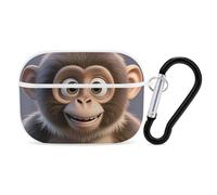 Cartoon Brown Monkey AirPod Pro Case, Anti Scratch Hard PC Cover with Keychain, AirPod Pro 2nd/1st Case Accessories for Women Men, White-Style