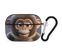 Cartoon Brown Monkey AirPod Pro Case, Anti Scratch Hard PC Cover with Keychain, AirPod Pro 2nd/1st Case Accessories for Women Men, Black-Style