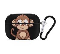 Cartoon Brown Monkey AirPods Pro Case Cover with Keychain Ring PC Hard Shell Protective Case for AirPods Pro 2nd for Women Men Generation Easy Open Full Drop Protection Cover Black-Style