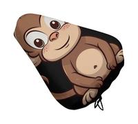Cartoon Brown Monkey Bike Seat Cover for Men Women Water Repellent Exercise Bike Seat Cushion Adjustable Bicycle Seat for Outdoor Biking