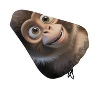 Cartoon Brown Monkey Bike Seat Cover Waterproof Oxford Fabric, Universal Adjustable Bicycle Saddle Cover with Drawstring Easy Install Protective Rain Dust Covers for Women Men