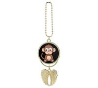 Cartoon Brown Monkey Car Hanging Ornament Rear View Mirror Pendant Lucky Presents Hanging Ornament Funny Car Pendant for Office Auto Home Decoration Golden-style