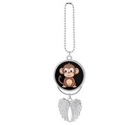Cartoon Brown Monkey Car Hanging Ornament Rear View Mirror Pendant Lucky Presents Hanging Ornament Funny Car Pendant for Office Auto Home Decoration Silver-style
