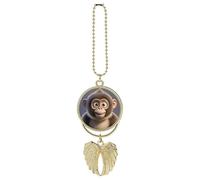 Cartoon Brown Monkey Car Hanging Pendant, Zinc Alloy Rearview Mirror Charms - Relieve Visual Fatigue, Vintage Keychain Pendant, Lucky Car Interior Hanging Decoration, Golden-Style