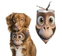 Cartoon Brown Monkey Dog Bandanas for Feeding Grooming, Triangle Pet Bibs for Cats & Dogs Washable Fashion Pets Scarf for Party Travel 27.6 X 11.8 Inch