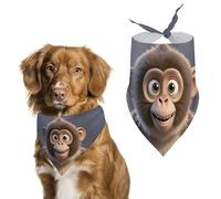 Cartoon Brown Monkey Dog Bandanas for Feeding Grooming, Triangle Pet Bibs Washable Pets Scarf for Cats & Dogs