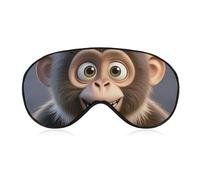 Cartoon Brown Monkey Eye Mask for Women & Men, Breathable & Adjustable Eye Cover, Ultra Soft Sleep Mask, Lightweight Travel Blindfold for Airplane, Nap, Night Sleeping