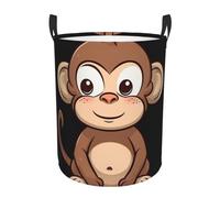 Cartoon brown monkey Laundry Hamper with Handle Waterproof Collapsible Laundry Basket Circular Dirty Clothes Hamper Lightweight Storage Basket for Bathroom Bedroom Car Small
