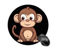 Cartoon Brown Monkey Round Mouse Pad Smooth Glide Gaming Mousepad Extra Density Portable Comfortable Mouse Mat for Desk, Home, Office 7.8x7.8 Inches