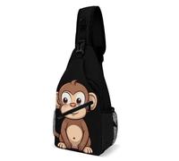 Cartoon Brown Monkey Sling Bag with Rfid Blocking Causal Mens Crossbody Bag Lightweight Chest Pack Large Man Purse Travel Crossbody Backpack Shoulder Sling Backpack for Hiking Running Cycling
