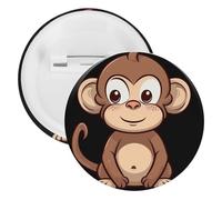 Cartoon Brown Monkey Tinplate Badge Personalized Round Brooch Large Craft Button Suitable for Teachers, Nurses, Doctors, Staff, Party Gift Accessories, 5PCS, Plastic, plastics
