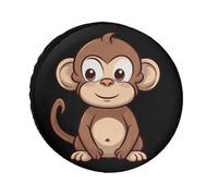 Cartoon Brown Monkey Tire Covers Waterproof Anti UV Tire Cover 26inch Single Axle Wheel Covers for RV Truck SUV Trailer Universal for All Seasons