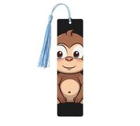 Cartoon Brown Monkey Wood Bookmark for Book Lovers Birthday Teachers Gift, Handmade Craft Book Marks Ornaments with Tassel Exquisite Reading Page Markers for Men Women