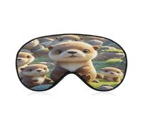 Cartoon Brown Otters Sleep Mask for Men Women Elastic Strap Eyeshade Lightweight Sleeping Blindfold Soft Breathable Eye Cover Comfortable Sleep Shade Cover for Sleeping Travel