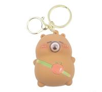 Cartoon bubble blowing keychain featuring pinch stress relief, playful accessory for school bags and car keys, adds charm and function (Orange)
