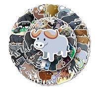 Cartoon Buffalo Vinyl Stickers, 50 PCS Waterproof Illustrated Animal Decals for Laptops, Scrapbooking, Journals, Notebooks, Water Bottles, Suitcases, Phones & DIY Decor