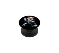 Cartoon Bulldog Ice Hockey Player Comic Design PopSockets Adhesive PopGrip