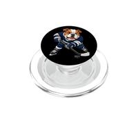 Cartoon Bulldog Ice Hockey Player Comic Design PopSockets PopGrip for MagSafe