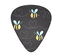 Cartoon Bumblebee Prints Guitar Plectrums 12 Pieces Set - Comfortable In The Hand With Smooth Edges Three Thicknesses To Match