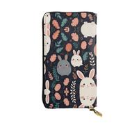 cartoon bunny background Long leather wallet, portable credit card holder, zippered coin purse, and ID compartment