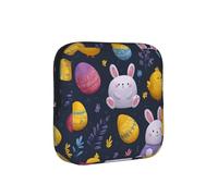 _Cartoon_Bunny_Easter_Egg_Rabbit_Chick1 Printed Sponge Composite Fabric Women's Sanitary Napkin Storage Bag, Portable Pad Clip for Daily Use During Travel.