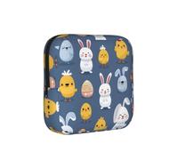 _Cartoon_Bunny_Easter_Egg_Rabbit_Chick2 Printed Sponge Composite Fabric Women's Sanitary Napkin Storage Bag, Portable Pad Clip for Daily Use During Travel.