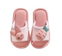 Cartoon Bunny Rabbit Head Animal Carrot Shape Slippers, Women's Four Seasons Home Cotton Linen Shoes Anti-Slip, Easy to Clean Indoor and Outdoor(36/37 EU, Pink)
