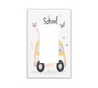 Cartoon Bunny Rabbits Decorative Light Switch Cover Plate 1 Gang Single Rocker, Kid School Bus Electrical Faceplate for Kitchen Bathroom, Animal Switchcover Decor