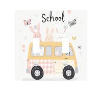Cartoon Bunny Rabbits Decorative Light Switch Cover Plate 2 Gang Double Toggle, Kid School Bus Electrical Faceplate for Kitchen Bathroom, Animal Switchcover Decor