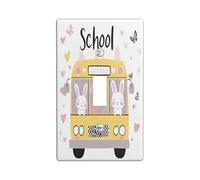 Cartoon Bunny Rabbits Decorative Light Switch Cover Wall Plate 1 Gang Single Toggle, Kid School Bus Electrical Faceplate for Kitchen Bathroom, Animal Switchcover Decor
