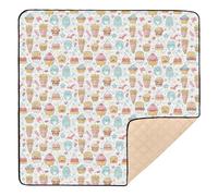 Cartoon Burger Fries Ice Cream Large Non-Slip Baby Gym & Activity Mat for Floor Comfortable Padded Baby Mat for Babies Infants Toddlers, 50'' x 50''